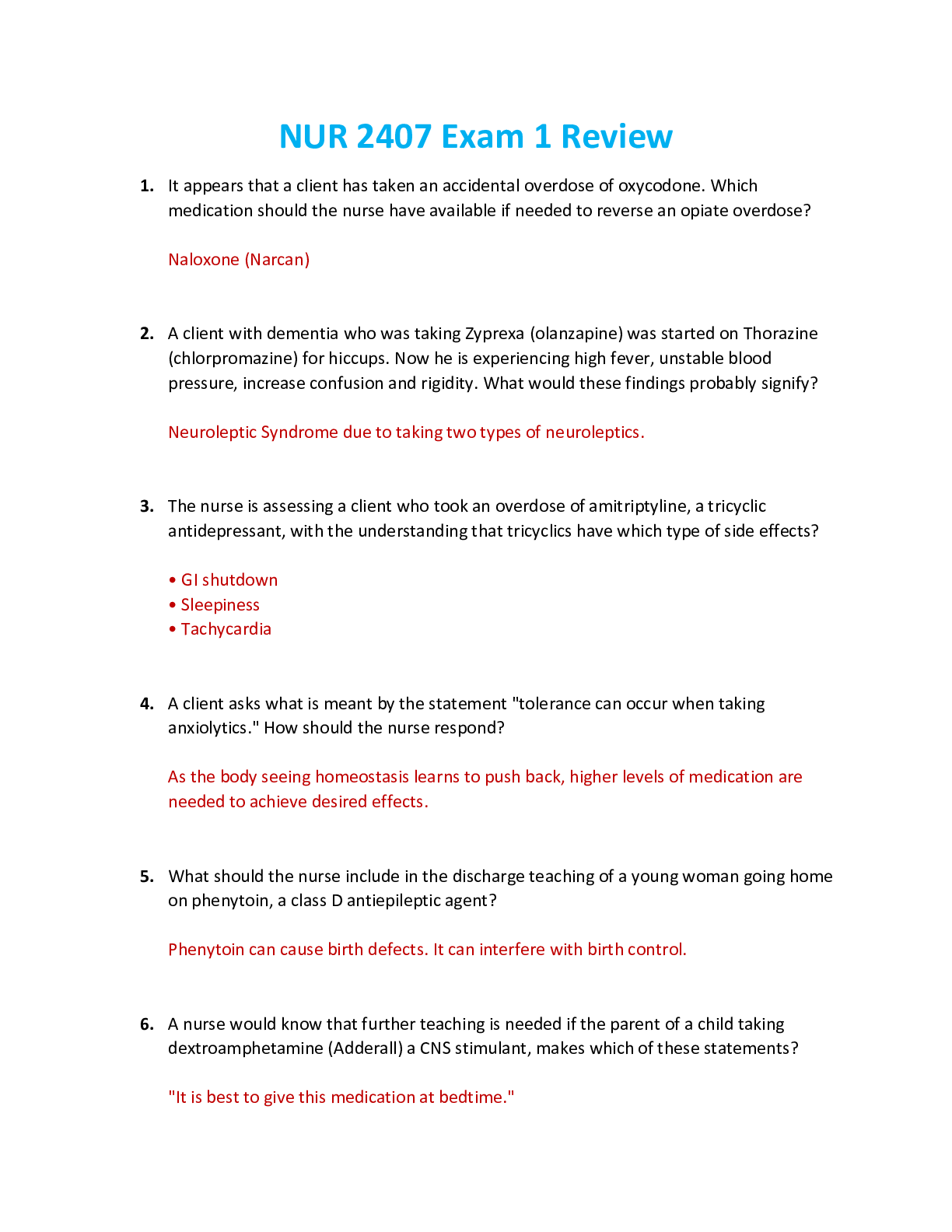 Preview image for NUR 2407 / NUR2407 Exam 1: Pharmacology Exam 1 Review (Latest 2021/2022) Rasmussen